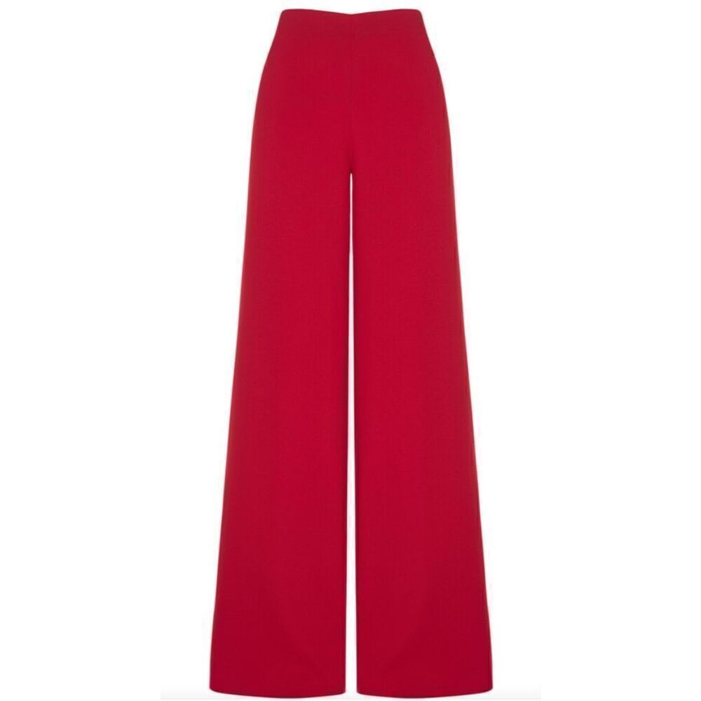 Sophie et Voila Tailored Crepe Wide-Leg Pants in Red NWT Size 42/10